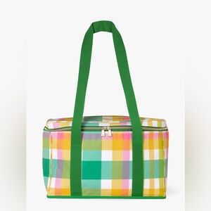 Kate Spade Multicolor Plaid Tote with Green Straps